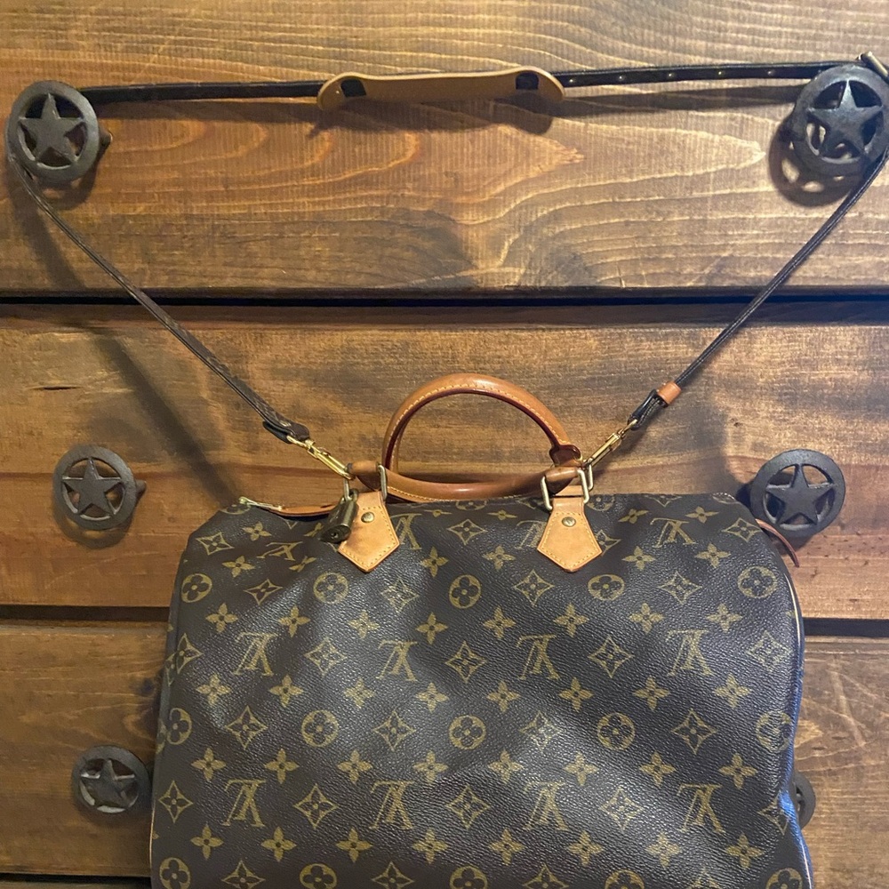 Authentic Louis Vuitton Speedy 35 with Authentic Louis Vuitton adjustable strap